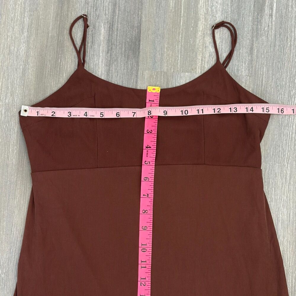 Wild Fable Brown Maxi Dress Womens Small S High Slit Y2K Style Ribbed Knit - Picture 8 of 16
